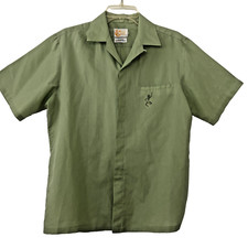 Vintage Iolani Hawaii Green Button-Down Shirt Men's Size M - 1960's