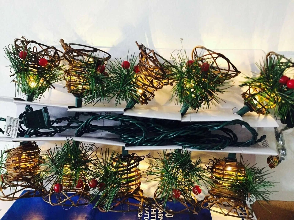 2.4 Watts 10 Phillips LED 3 In Rattans Bells Warm White Christmas Lights Decor - Image 2 of 2