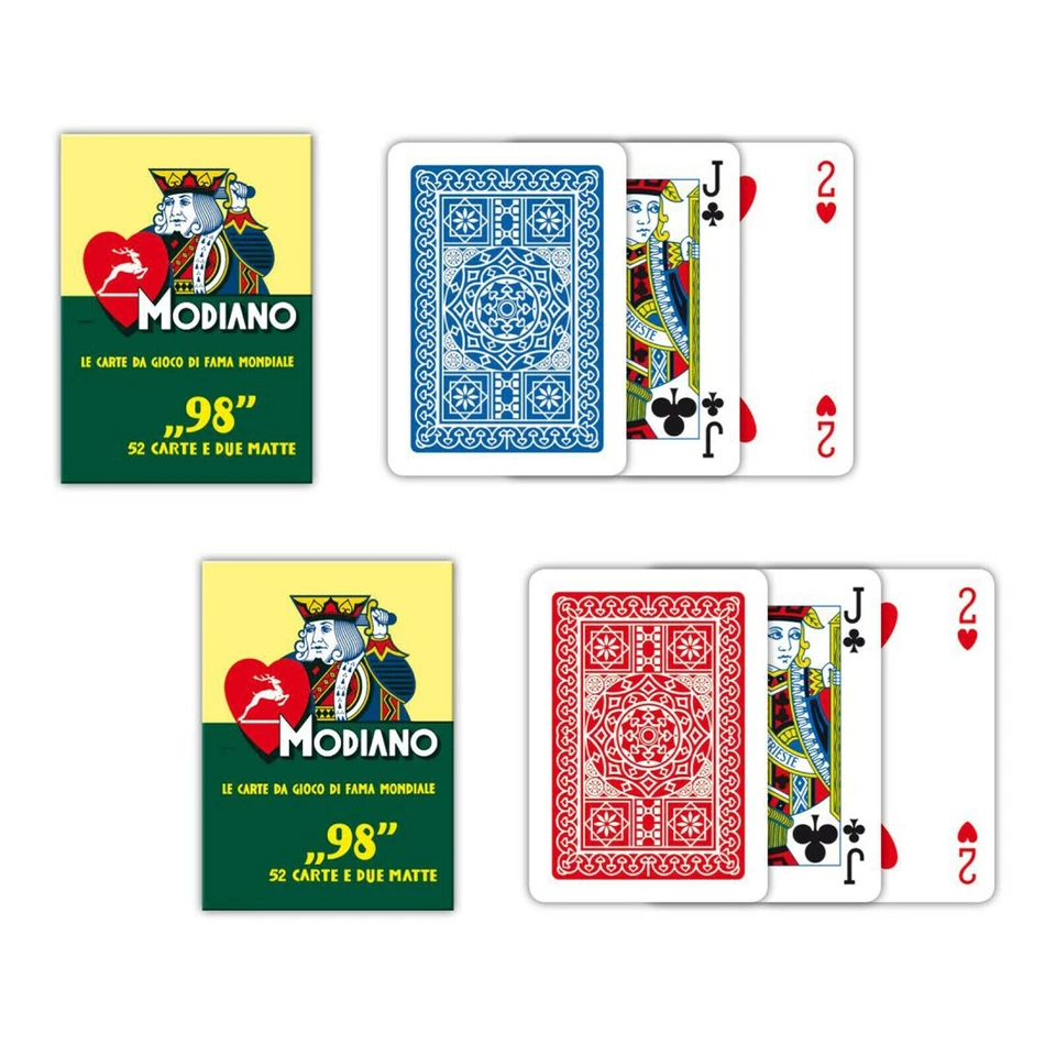 Carte Da Gioco Modiano Poker 98 Plastificate Rosse o Blu Ramino Scala Bridge