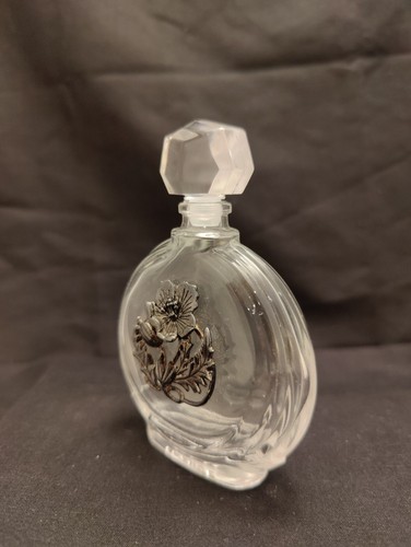 Silver Scenes Vintage Crystal Perfume Bottle With Flower Made in France by VCA - Picture 2 of 16