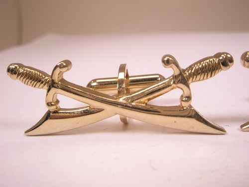 Crossed Swords Vintage LARGE Cuff Links blade weapons scimitar saracen arabian - Picture 3 of 7