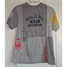 Polo Ralph Lauren Kids Colorblock Graphic T Shirt Gray Size L 14-16 Athletic
