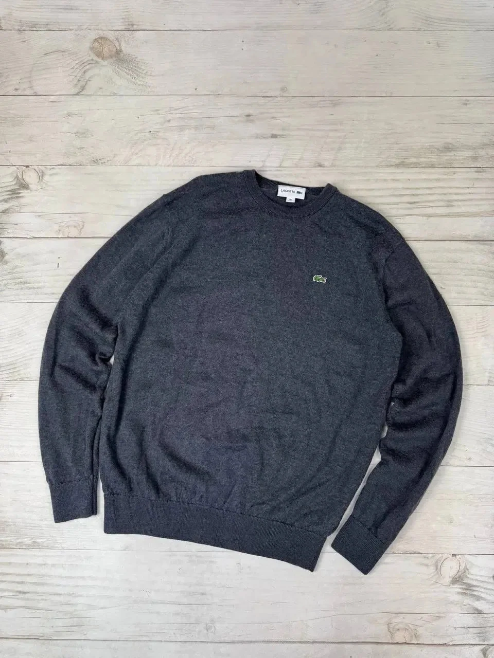 Vintage Lacoste Wool Knit Sweater Old Money Men Size L Gray