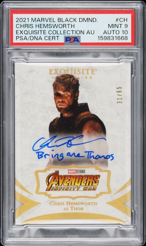 2021 UD MARVELBLACK DIAMOND EXQUISITE #CH CHRIS HEMSWORTH 31/65 PSA 9 AUTO 10