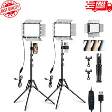 LED Video Light Kit with Phone Holder  Barndoor, 2800-7000K Dimmable S...
