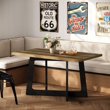 47in Small Kitchen Dining Table Pedestal Base Farmhouse Rustic Brown Black