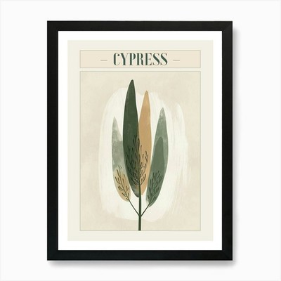 Cypress Tree Minimal Japandi Illust Framed Wall Art Poster Canvas Print Picture