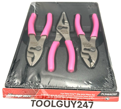 SNAP ON TOOLS USA ELECTRIC PINK 3pc Soft Grip Slip Joint