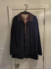 Ll Bean Vintage ￼Navy Corduroy Quilted Lining  Barn Work Car Coat 1X