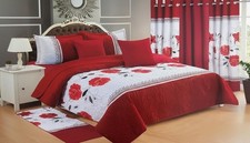 Queen Size Quilt 12 Piece Set Floral Bedding with Matching Curtains Fitted Sheet