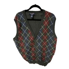 Vintage Roundtree  Yorke Argyle Sweater Vest V-neck Wool Blend Men  s Sz 2 XLT