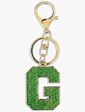 Letter G Keychain Green Initial Charm Metal Key Ring Unisex Gift Accessory