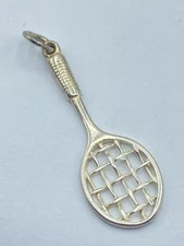 Vintage Sterling Silver Tennis Badminton Racket Bracelet Charm (T762)