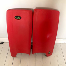 OBO Field Hockey Goalie Leg Pads Pair Size L Red/Grey Padded Adjustable