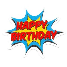 Happy Birthday Vinyl Sticker Cartoon Bubble Die Cut Gift Water Resistant