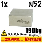 Neodymium Magnet 50.8x50.8x25.4mm 2x2x1 inch 190kg N52 Strong Super Permanent Magnet