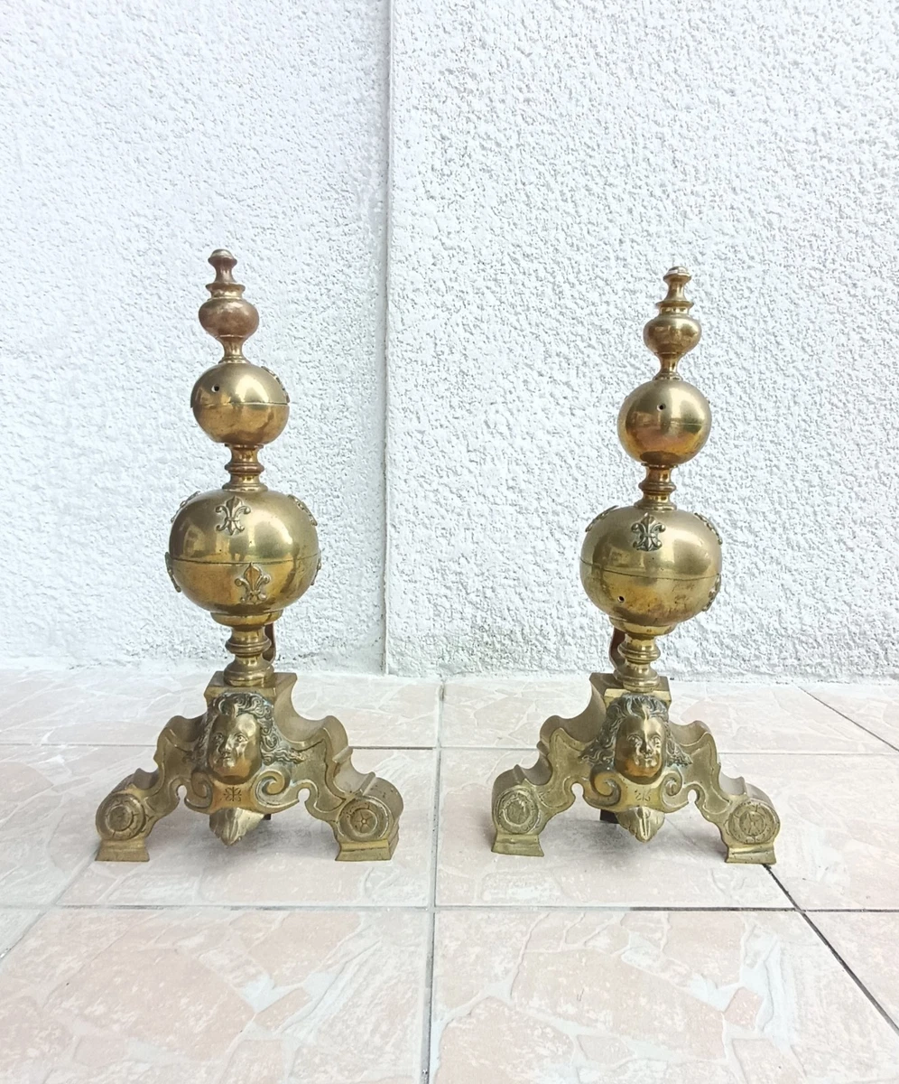 Chenets anciens Tête de Canard en Bronze modèle Déco d'occasion 400