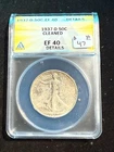 1937 D WALKING LIBERTY ANACS EF 40 DETAILS CLEANED