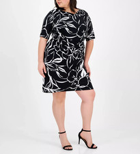 Connected Plus Size Printed Pleat-Detailed Dress MSRP $79