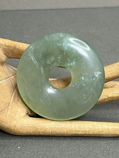 Large Green Jade Pi Donut Pendant 5.5cm Diameter