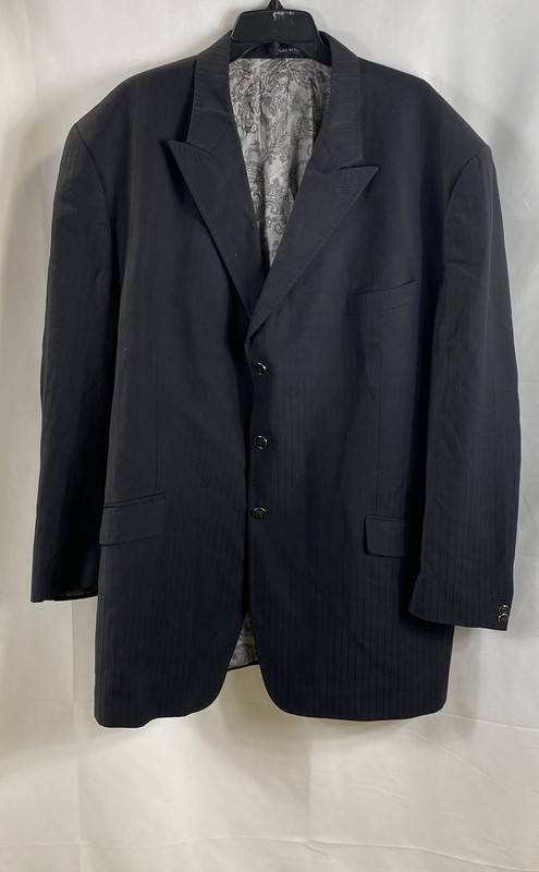 Sergio Valentino Men's Black Pinstripe Super 150s Wool Blazer Jacket Sz 50L