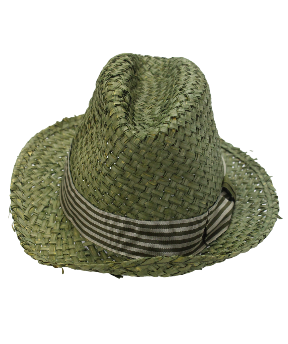 GIORGIO ARMANI Hat Men's 58 CM Rabbit Hair Green Casual Braided