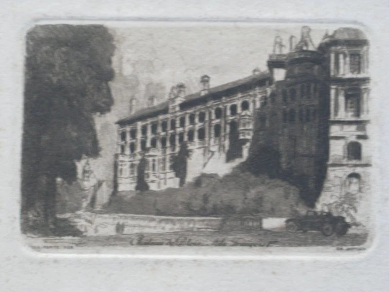 authentique gravure à l'eau-forte - CHARLES JAFFEUX Château de Blois - Photo 2/4
