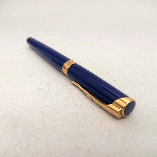 WATERMAN L'ETALON INDIGO BLUE LACQUER ROLLERBALL PEN STUNNING VINTAGE 90s BOXED - Picture 8 of 9