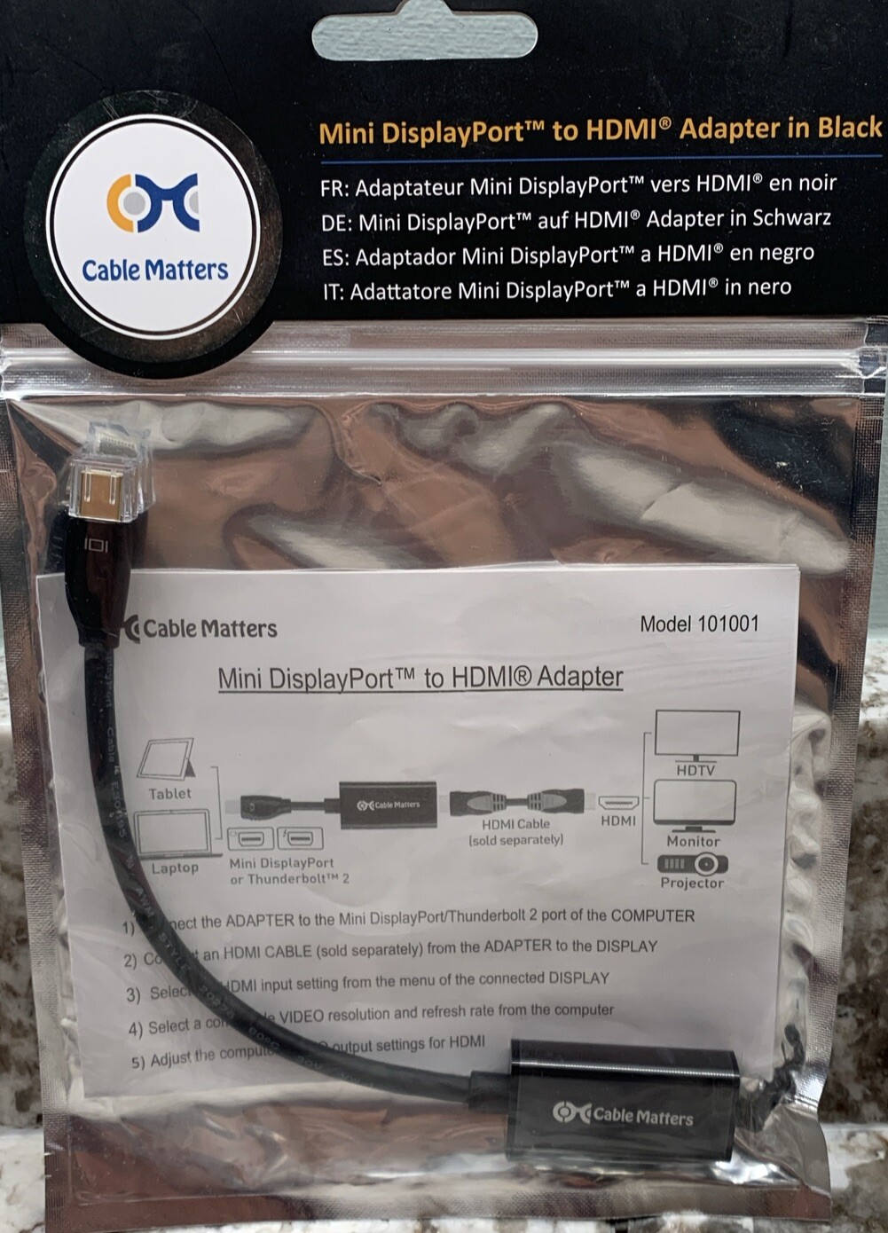Cable Matters Mini DP to HDMI Adapter in Black - New Condition-image