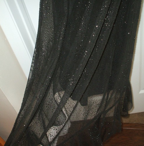 Neu mit Etikett Abschlussball Größe 7 Jessica McClintock Gunne Sax Glitzer schwarz eine Schulter 119 $ - Bild 4 von 4