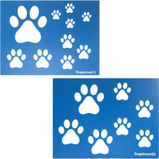 Two Reusable Dog Paw Prints Stencils Sheets for Painting Templates Various Sizes