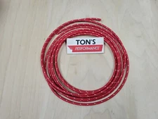 5 feet Vintage Braided Cloth Covered Primary Wire 16 GA gauge Red w/ 1 White