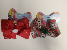 JoJo Siwa Large Red Holiday Bow - Silver Rhinestones and Santa Hat/Bow, wreath