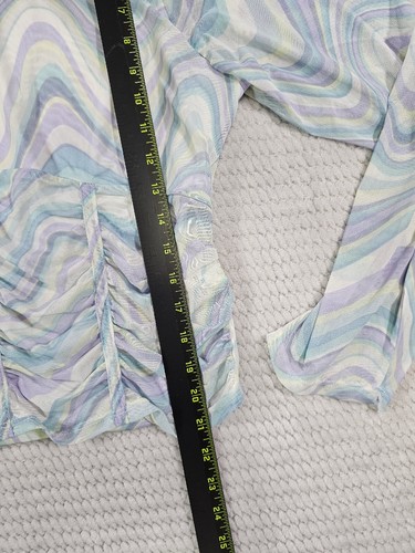 Madden NYC Shirt Womens 3X Plus Size Sheer Corset Ruched Cropped Top - Picture 3 of 7