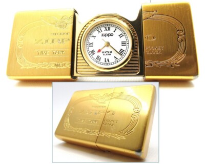 Zippo Time Tank Gold Pocket Clock Watch running 1995 Rare | eBay