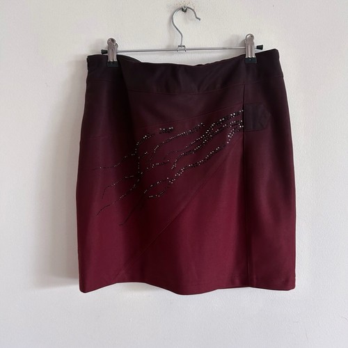 Retro y2k Style Red Burgundy Ombré Embellished Sparkle Mini Skirt Low Mid Party