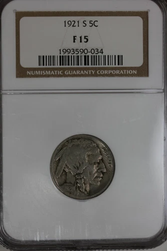 1921-S .05 NGC F15   Buffalo Nickel,Indian nickel