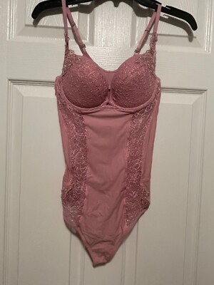 La Perla Citrine Collection 36B M Bodysuit Teddy Pink Push Up Cups
