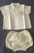 Vintage Babys lemon collared embroidered sailor shirt & matching pants