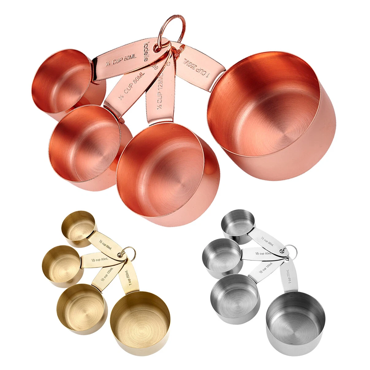 Ladelle Lawson Set of 4 Measuring Cups - Silver/Copper/Gold