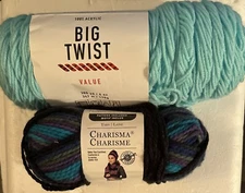 Yarn Lot 2 Skeins Loops Threads Charisma Northern Lights Big Twist  Aqua Crochet