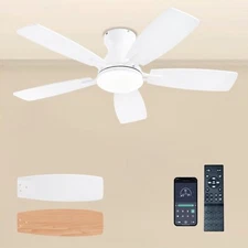 42" Low Profile Ceiling Fan with Lights, Remote, Reversible DC Motor, White