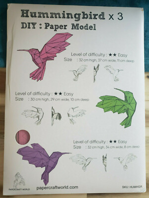 Papercraft World Hummingbird 3D DIY Origami for Adults - Easy Difficulty (NEW)