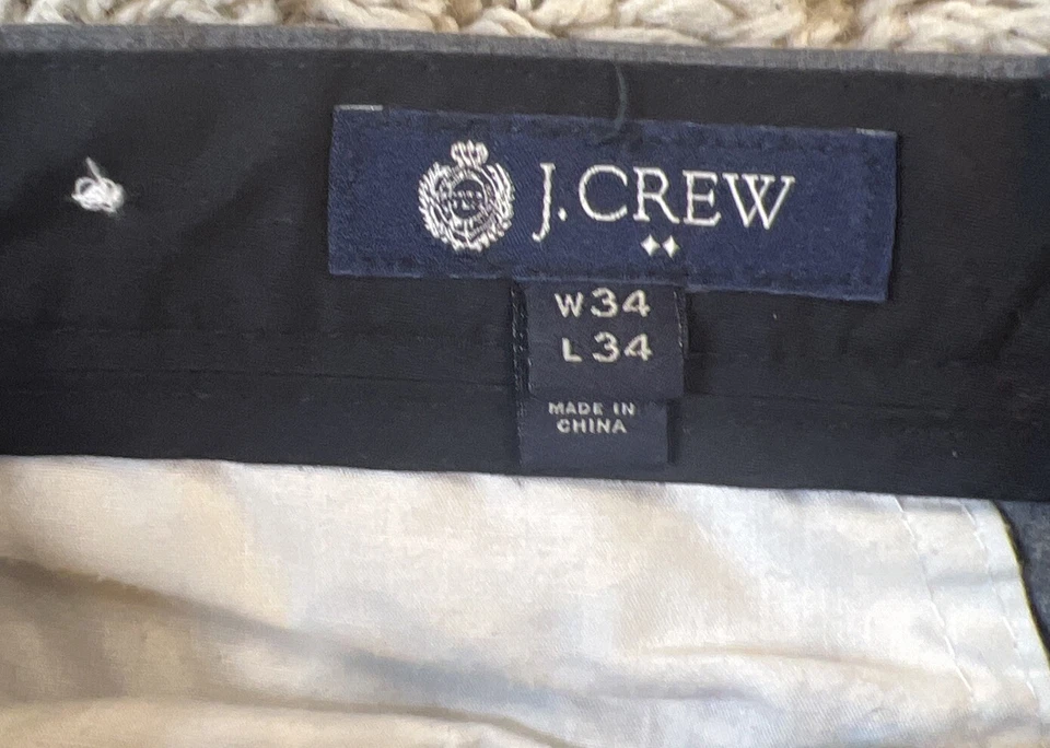 J. Crew Mens 34x34 Cotton Flat Front Slash Pocket Pants Gray Golf Casual - Image 4 of 4