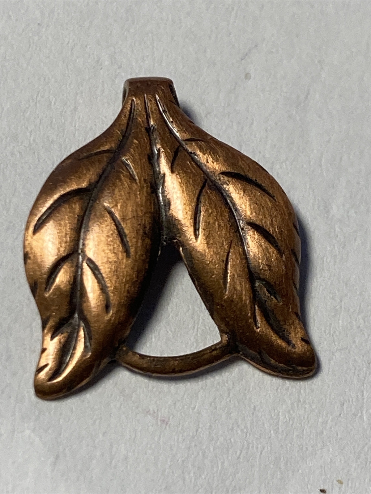 Solid Copper Leaf Leaves small .68" Pendant no ch… - image 1