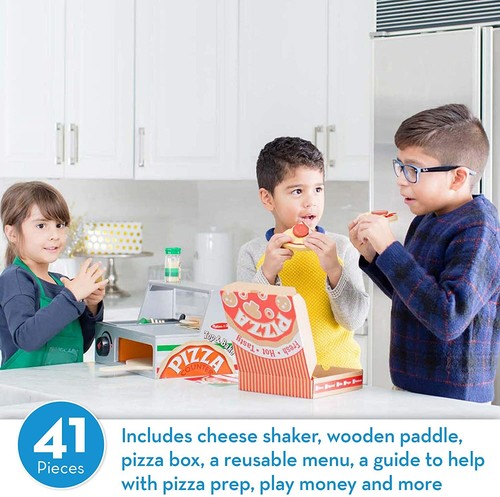 34Pc Wooden Pizza Counter Play Food Set Bake Pretend Toy Oven Kids Serving Store - Picture 4 of 5