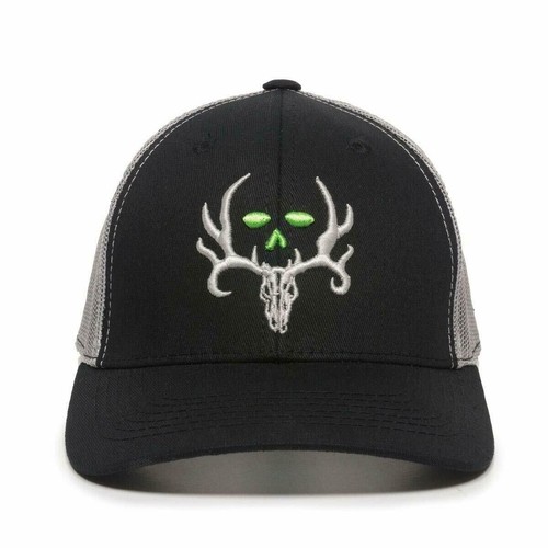 BONE COLLECTOR LOGO MESH TRUCKER SNAPBACK HAT CAP BLACK GREY CURVED BILL RETRO - Picture 2 of 3