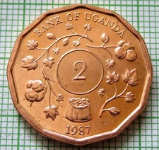 UGANDA 1987 2 SHILLINGS, UNC one year type yes we do combine postage