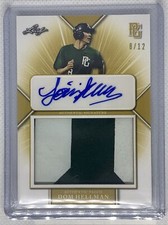 2021 LEAF PERFECT GAME YELLOW DOM HELLMAN LOGO RC PATCH AUTO # 8/12