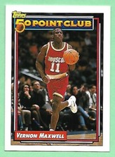 1992-93 Topps Basketball Vernon Maxwell #210 Rockets 50 Point Club👍